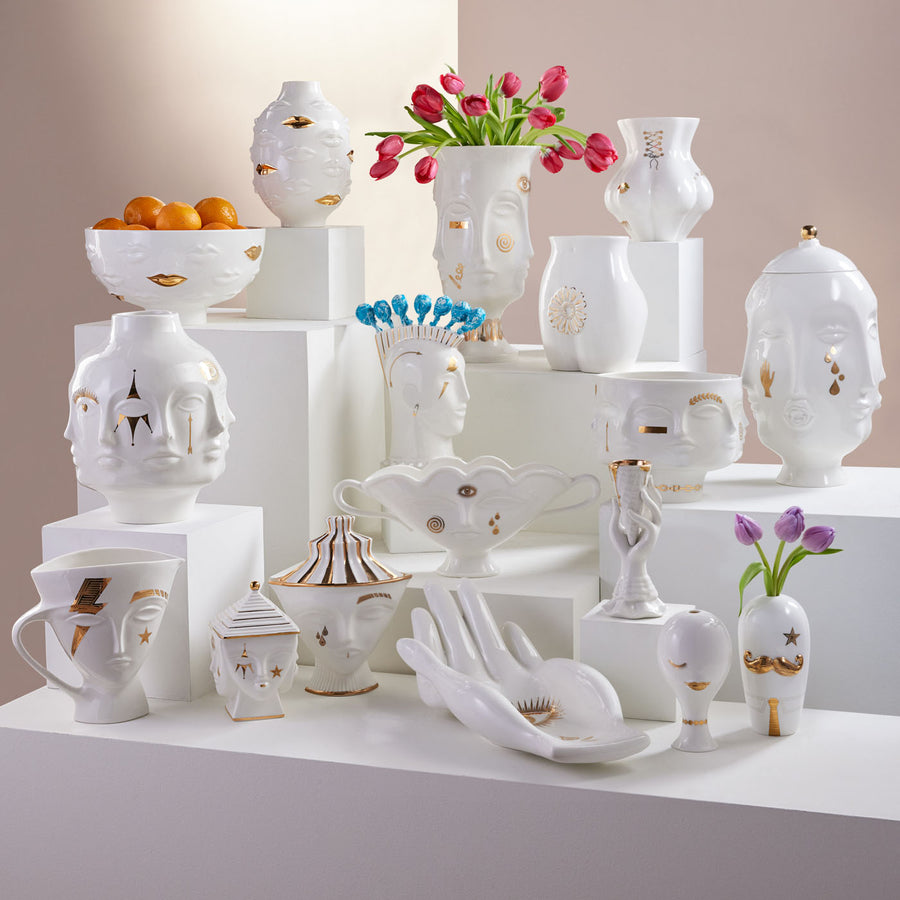   Gilded Porcelain Palm Fruit Bowl | Oroa.com