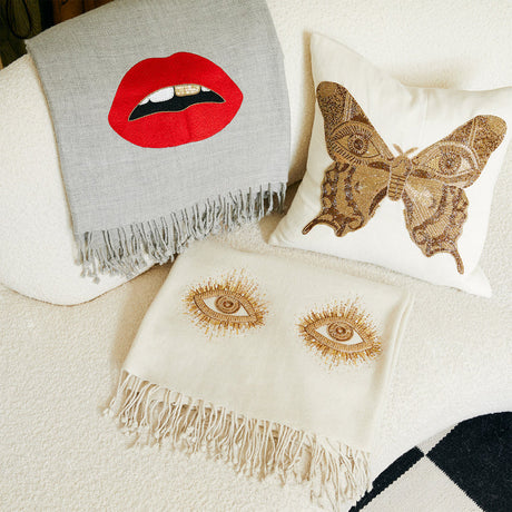   Embellished Merino Wool Throw | Oroa.com