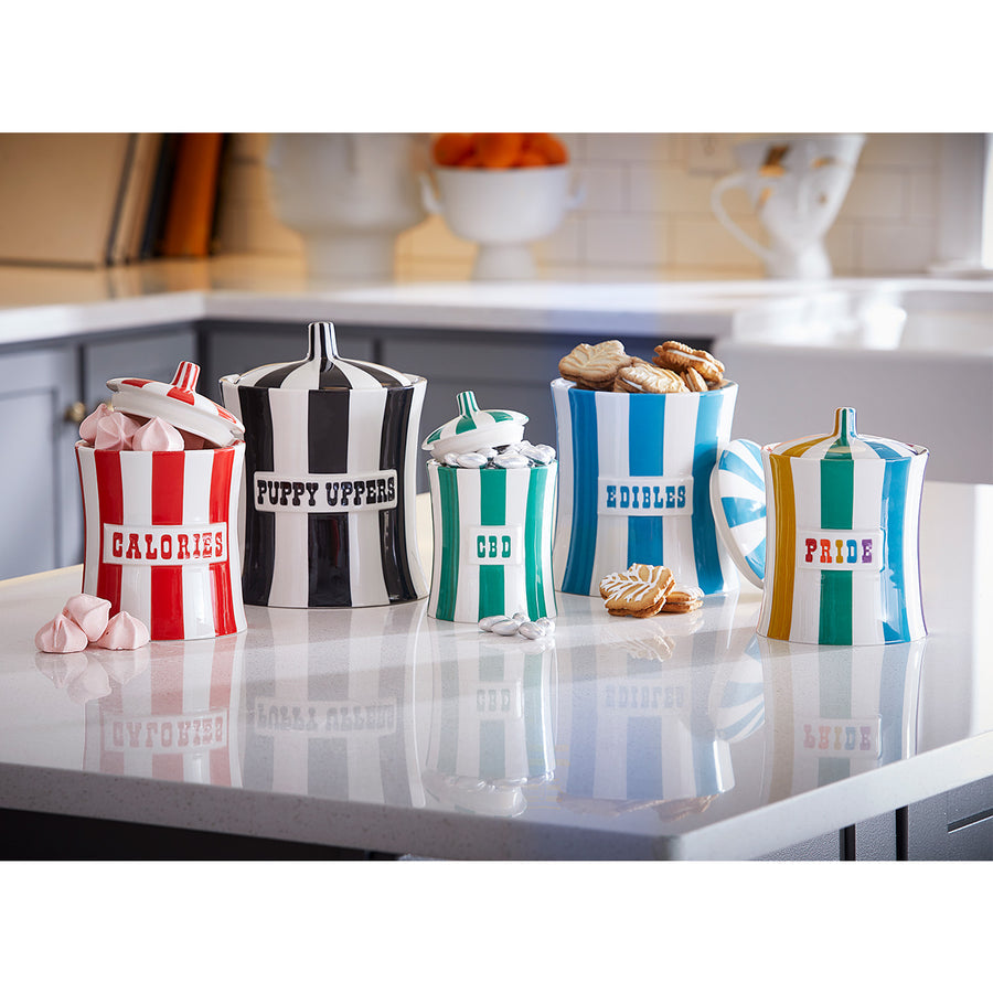   Vertical Striped Porcelain Canister | Oroa.com