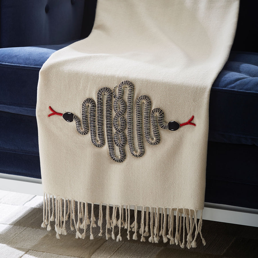   Black Beaded Wool Throw | Oroa.com