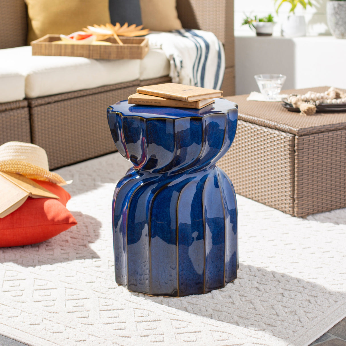   Modern European furniture - Twisted Hourglass Ceramic Garden Stool - www.oroa.com | Oroa.com
