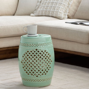   Modern European furniture - Green Quatrefoil Fretwork Garden Stool - www.oroa.com | Oroa.com