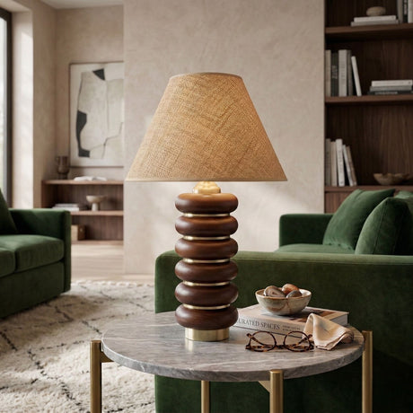   Modern European furniture - Brown Wooden Seagrass Table Lamp - www.oroa.com | Oroa.com