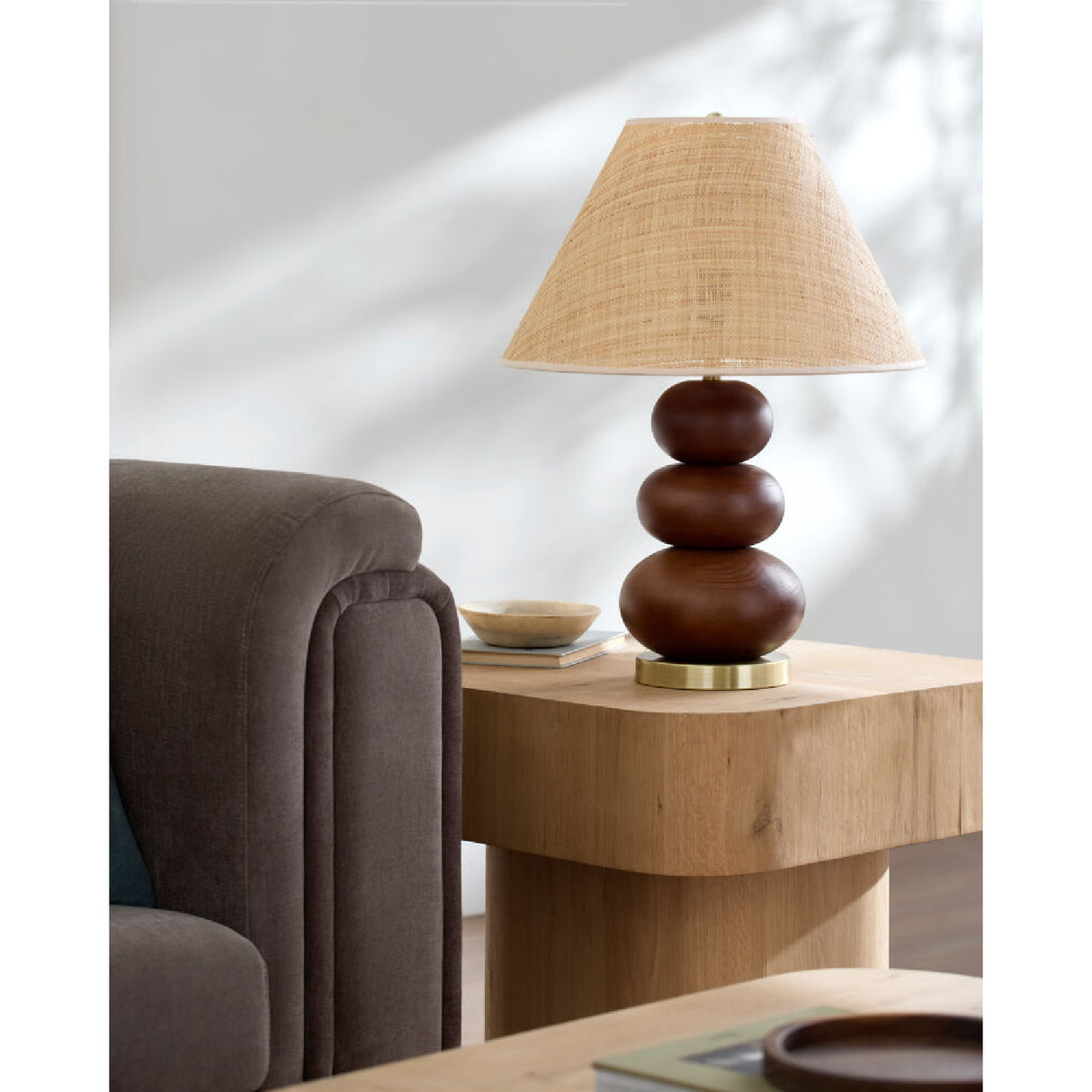   Modern European furniture - Brown Wooden Seagrass Table Lamp - www.oroa.com | Oroa.com