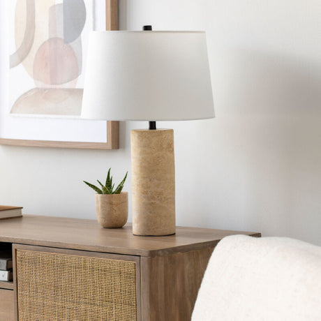   Modern European furniture - Beige Travertine Accent Table Lamp - www.oroa.com | Oroa.com