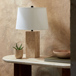   Modern European furniture - Beige Travertine Accent Table Lamp - www.oroa.com | Oroa.com