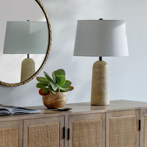   Modern European furniture - Travertine Base Accent Table Lamp - www.oroa.com | Oroa.com