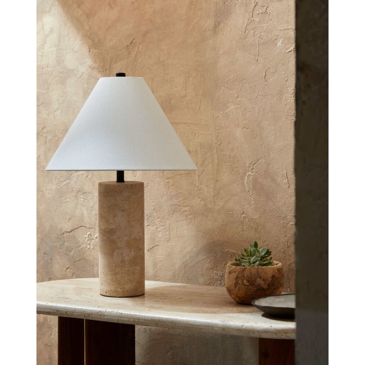   Modern European furniture - Beige Travertine Table Lamp - www.oroa.com | Oroa.com