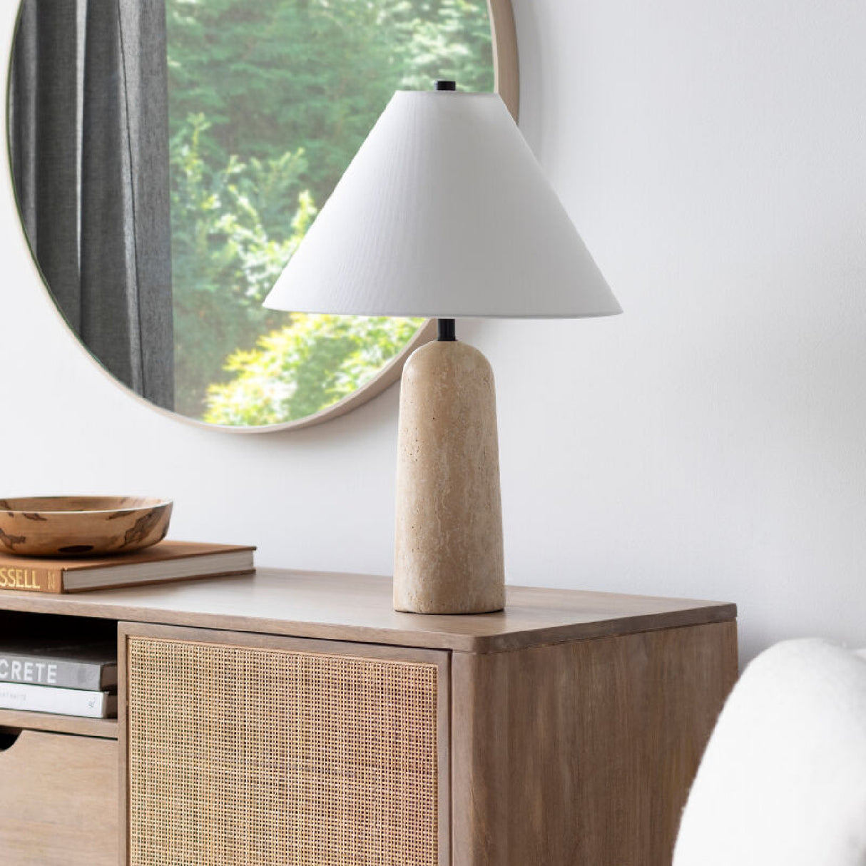   Modern European furniture - Empire Shade Travertine Table Lamp - www.oroa.com | Oroa.com