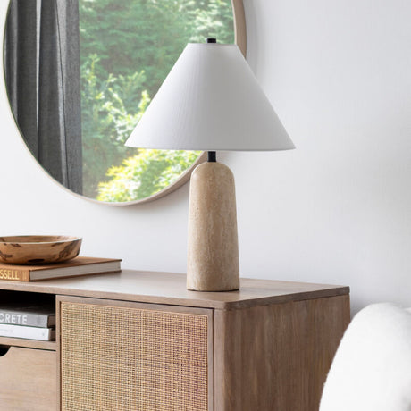   Modern European furniture - Empire Shade Travertine Table Lamp - www.oroa.com | Oroa.com