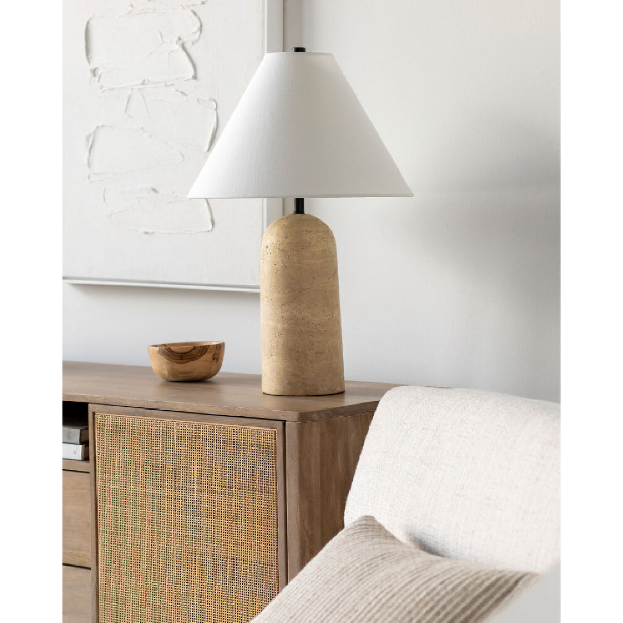   Modern European furniture - Empire Shade Travertine Table Lamp - www.oroa.com | Oroa.com
