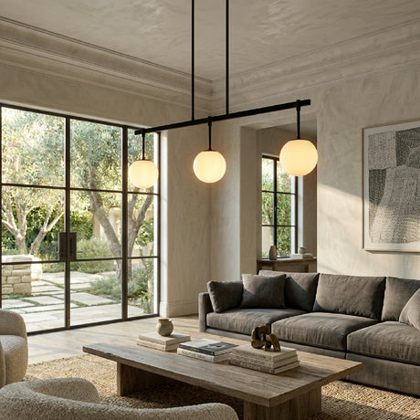   Modern European furniture - White Sphere 6-Light Linear Chandelier - www.oroa.com | Oroa.com