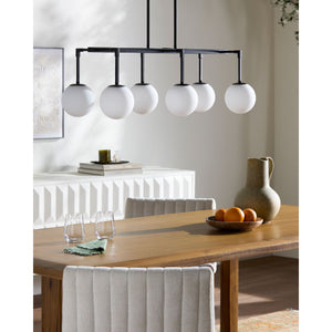   Modern European furniture - White Sphere 6-Light Linear Chandelier - www.oroa.com | Oroa.com