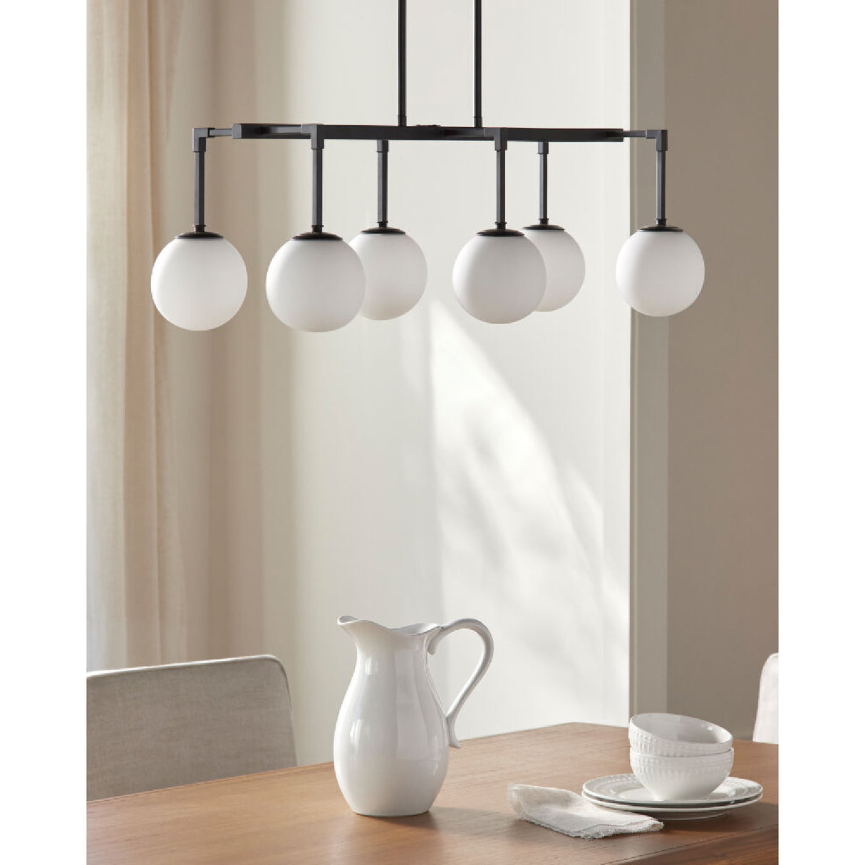   Modern European furniture - White Sphere 6-Light Linear Chandelier - www.oroa.com | Oroa.com