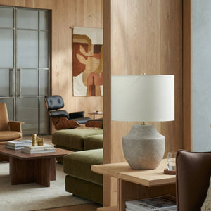   Modern European furniture - Beige Drum Linen Table Lamp S - www.oroa.com | Oroa.com