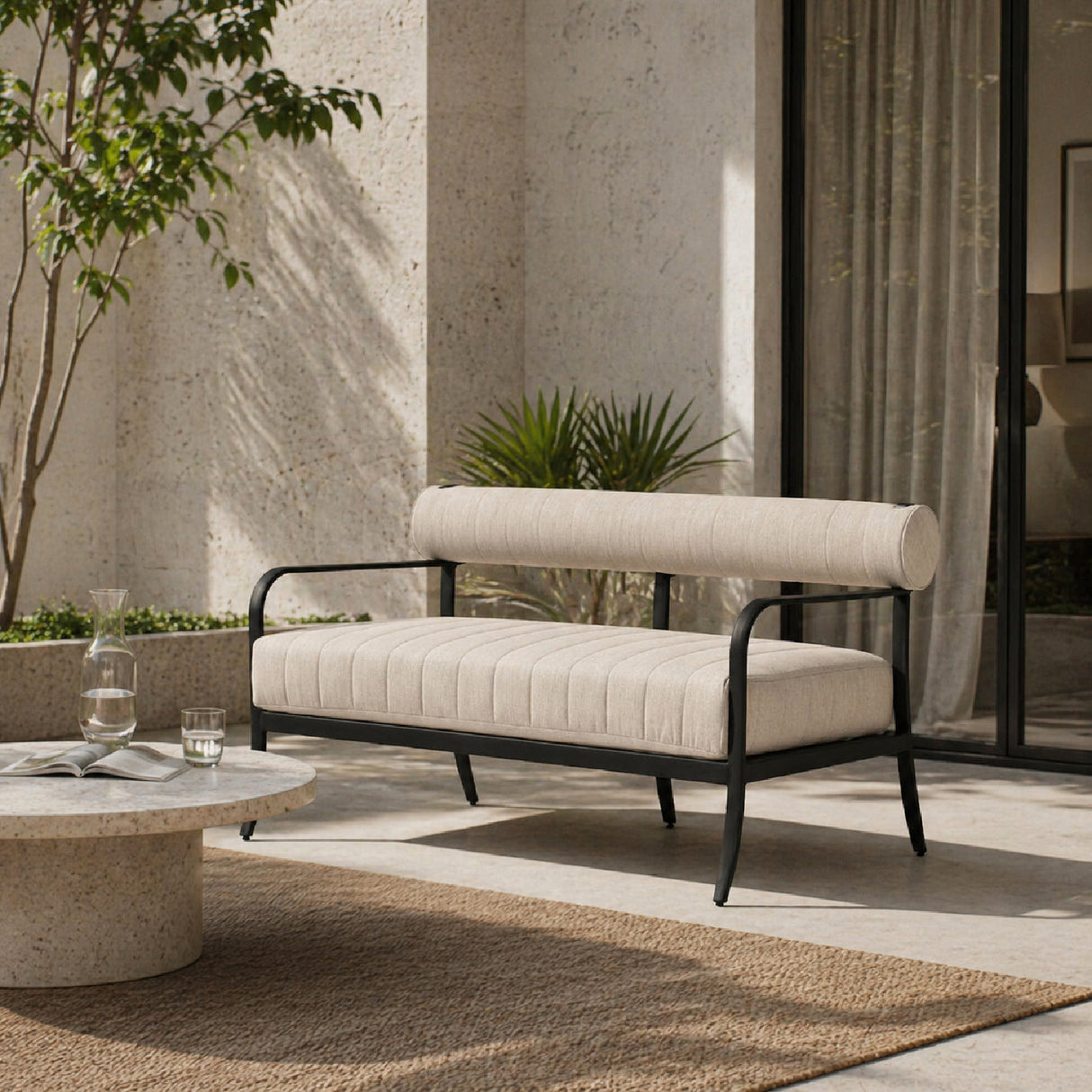   Modern European furniture - Black Aluminum Outdoor Loveseat - www.oroa.com | Oroa.com
