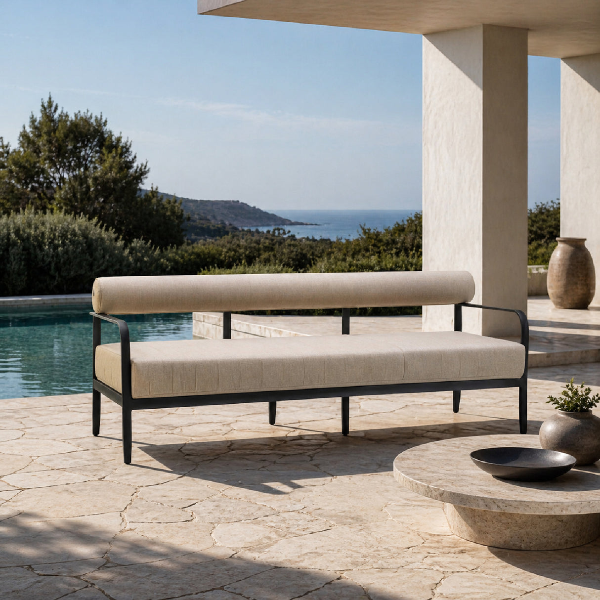   Modern European furniture - Black Aluminum Outdoor Sofa - www.oroa.com | Oroa.com