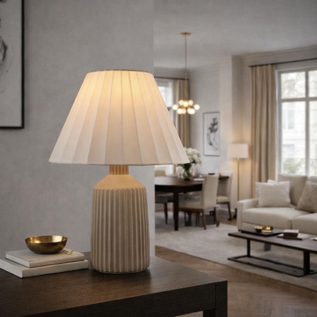   Modern European furniture - Gray Fluted Concrete Table Lamp - www.oroa.com | Oroa.com