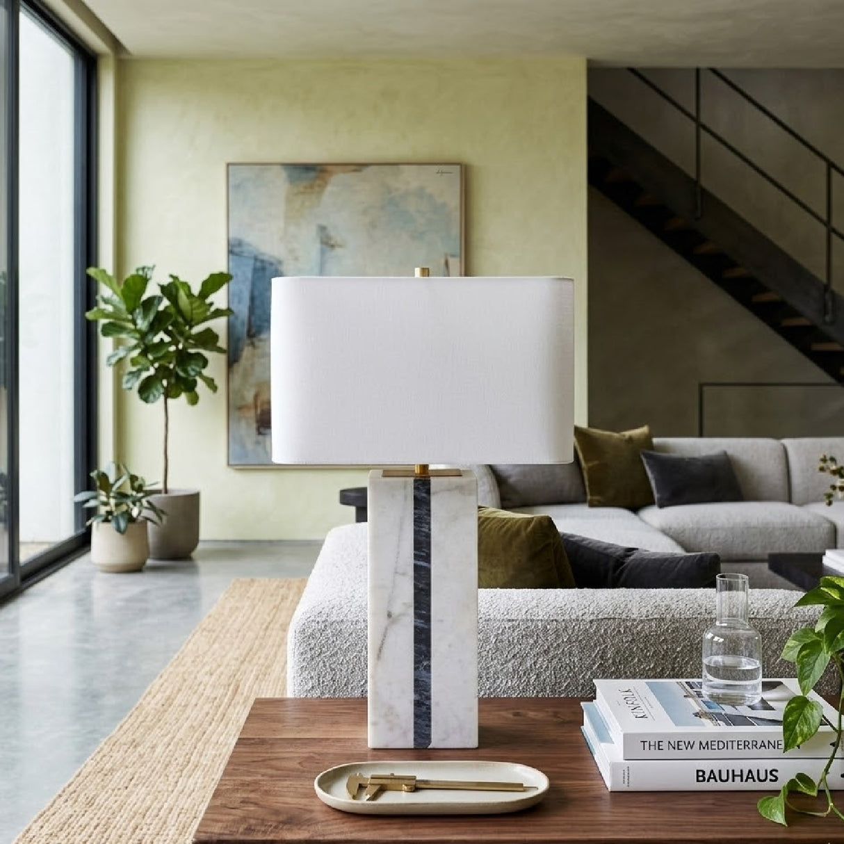   Modern European furniture - Marble White Linen Table Lamp - www.oroa.com | Oroa.com