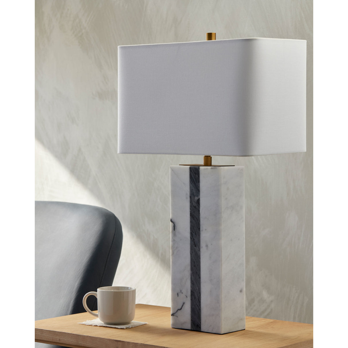   Modern European furniture - Marble White Linen Table Lamp - www.oroa.com | Oroa.com