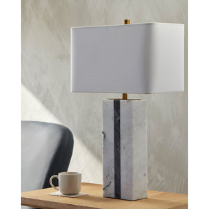   Modern European furniture - Marble White Linen Table Lamp - www.oroa.com | Oroa.com