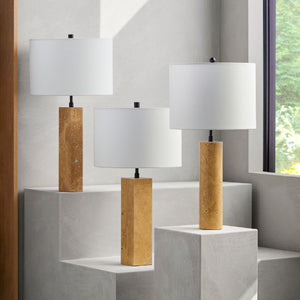   Modern European furniture - Travertine Cream Linen Table Lamp - www.oroa.com | Oroa.com