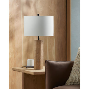   Modern European furniture - Travertine Cream Linen Table Lamp - www.oroa.com | Oroa.com