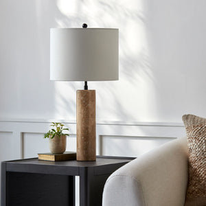   Modern European furniture - Travertine Cream Linen Table Lamp - www.oroa.com | Oroa.com