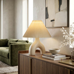   Modern European furniture - Ceramic Cream Linen Table Lamp - www.oroa.com | Oroa.com