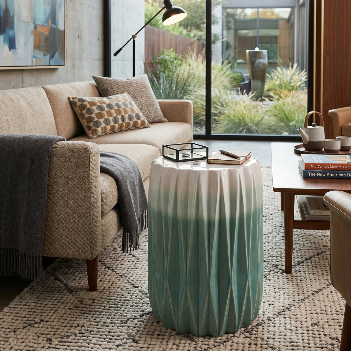   Modern European furniture - Ridged Ceramic Garden Stool - www.oroa.com | Oroa.com