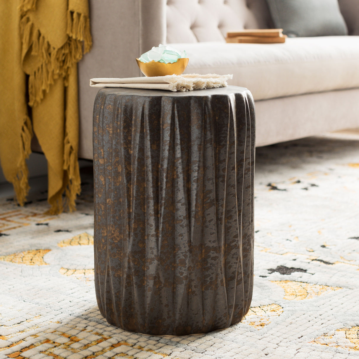   Modern European furniture - Ridged Ceramic Garden Stool - www.oroa.com | Oroa.com