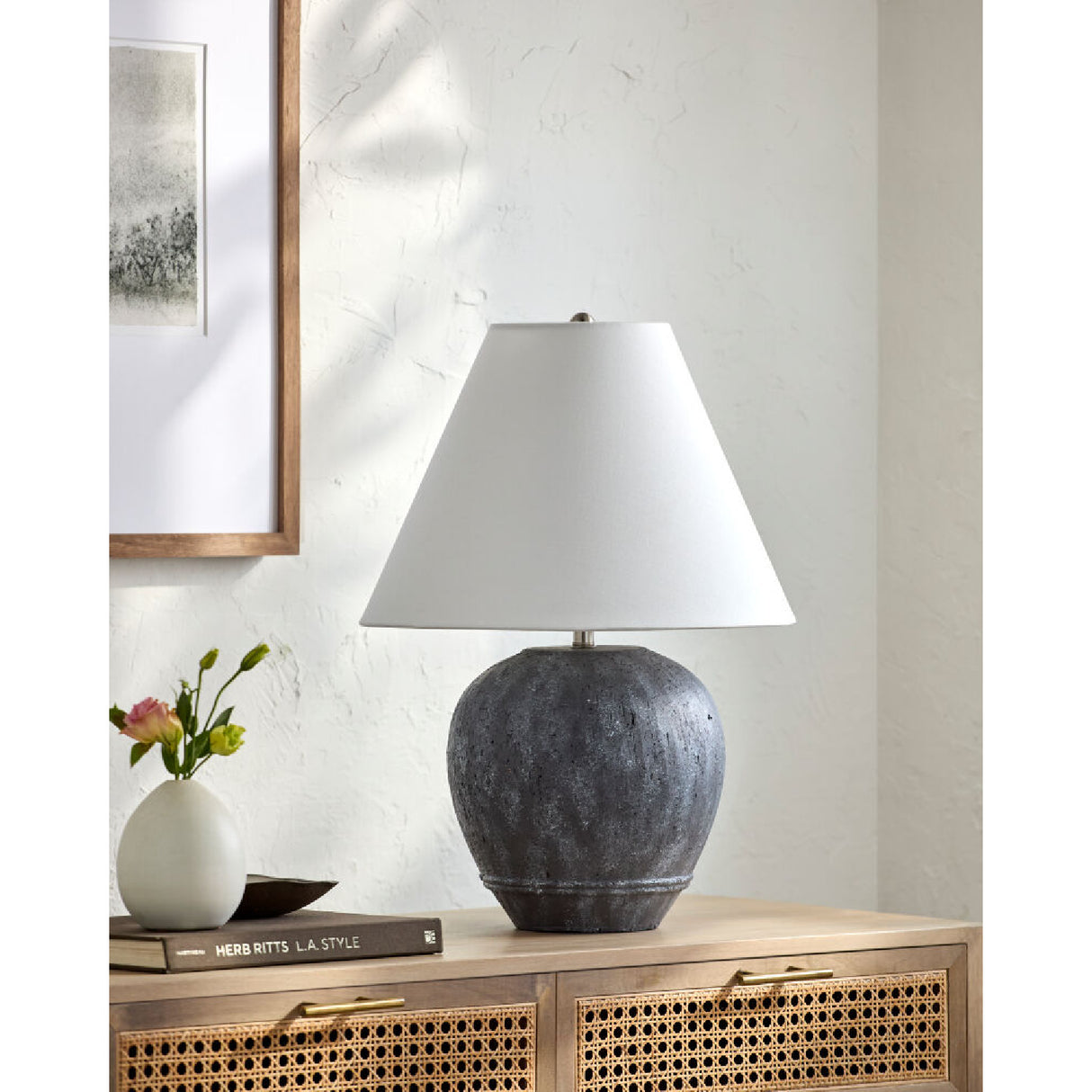   Modern European furniture - Sandblasted Gray Ceramic Table Lamp - www.oroa.com | Oroa.com