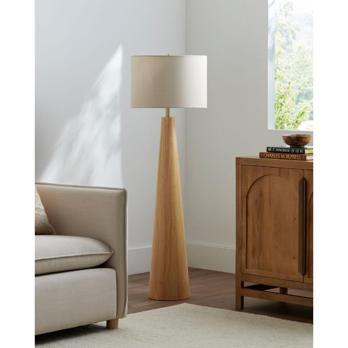   Modern European furniture - Flared Wooden Accent Floor Lamp - www.oroa.com | Oroa.com