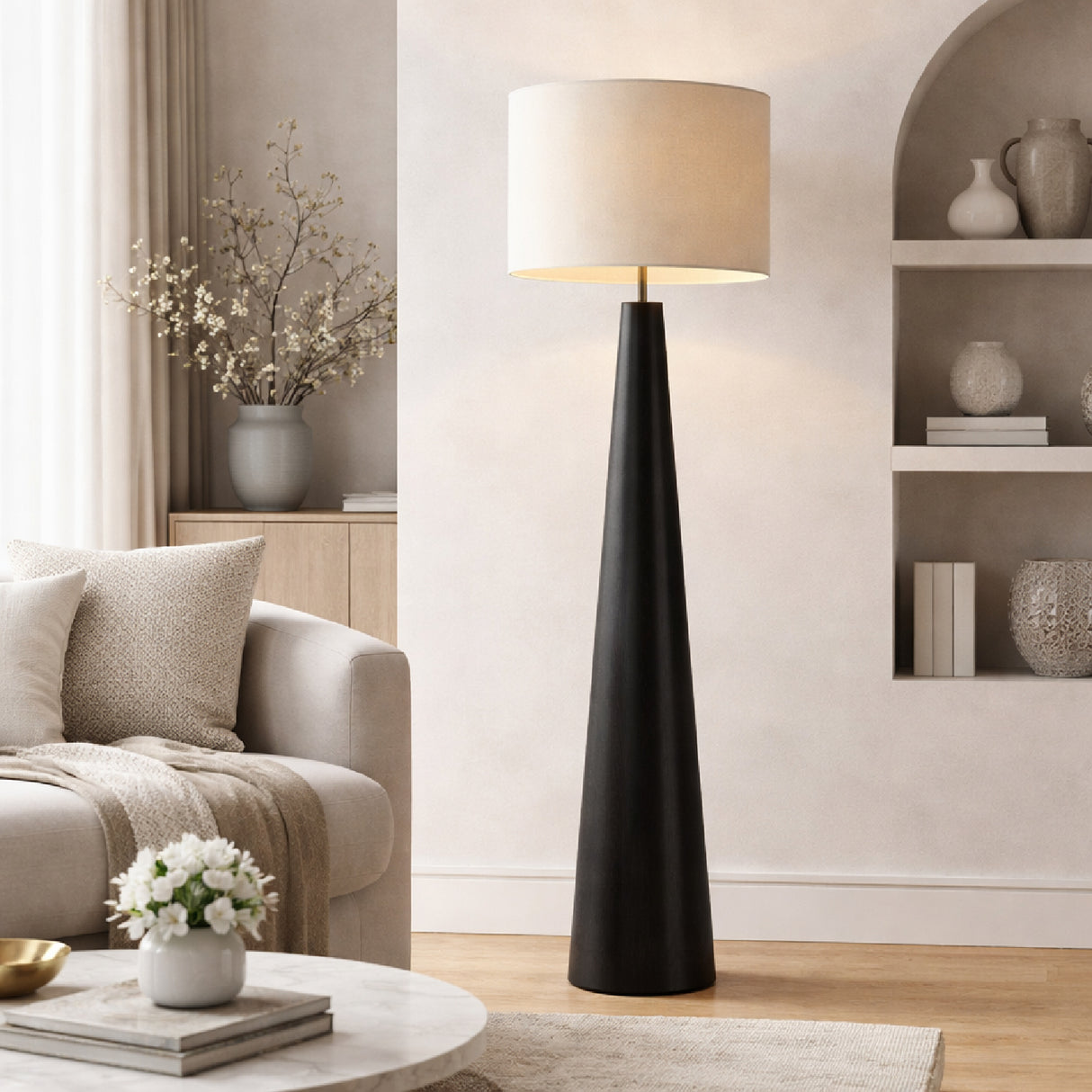   Modern European furniture - Flared Wooden Accent Floor Lamp - www.oroa.com | Oroa.com