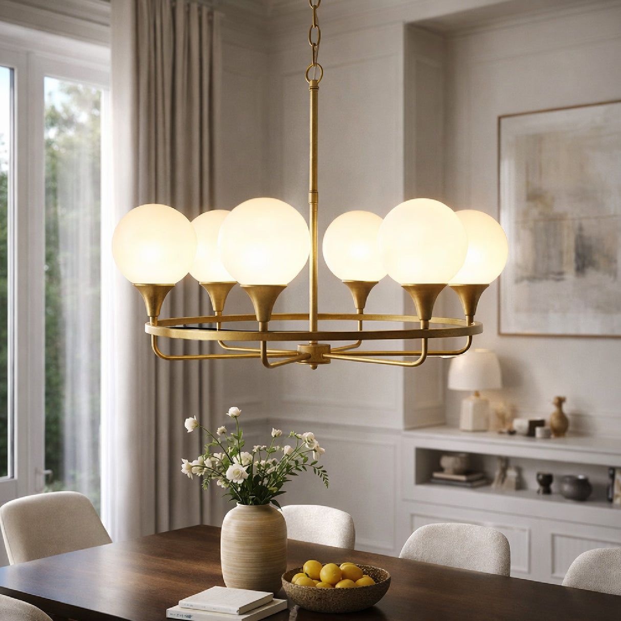   Modern European furniture - 6-Light White Glass Chandelier - www.oroa.com | Oroa.com