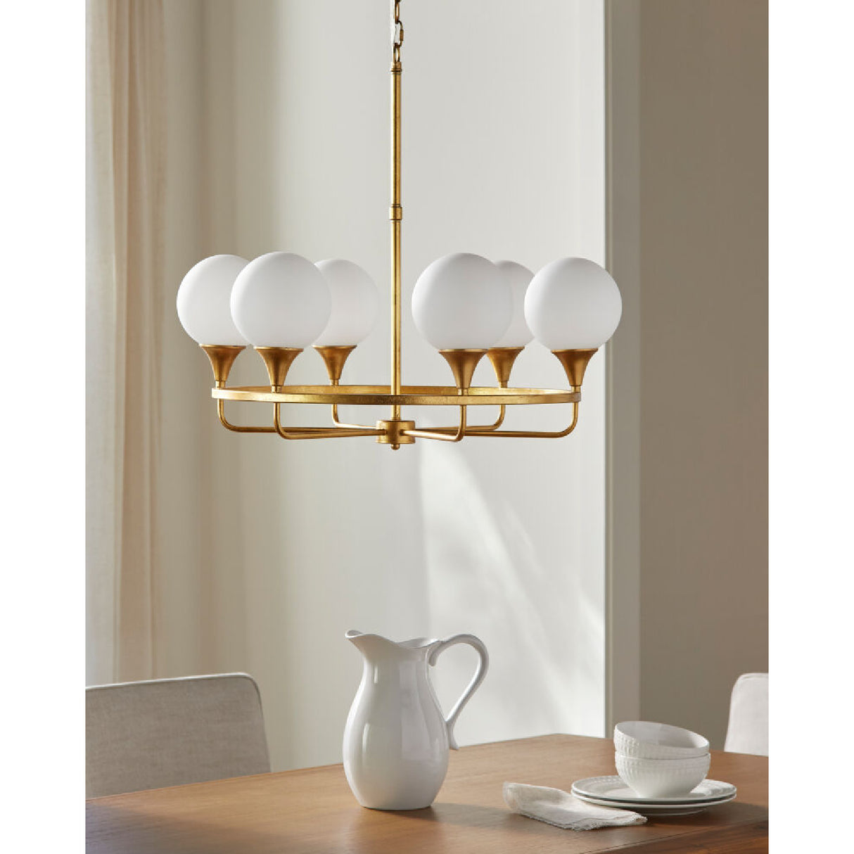   Modern European furniture - 6-Light White Glass Chandelier - www.oroa.com | Oroa.com