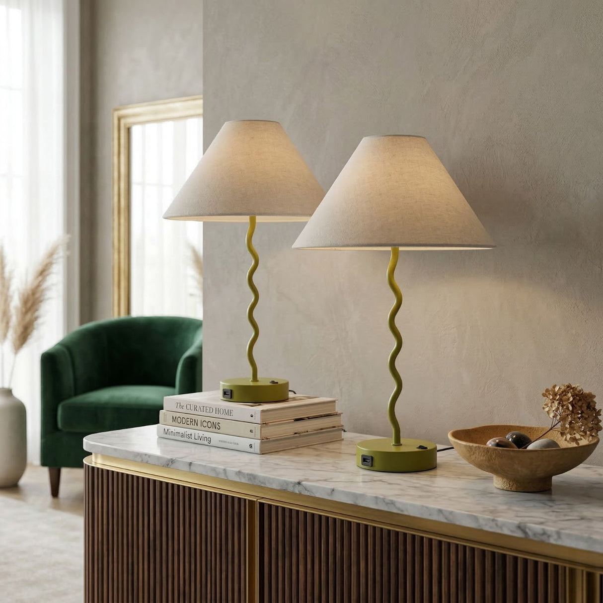   Modern European furniture - Wavy Iron Table Lamp Set (2) - www.oroa.com | Oroa.com