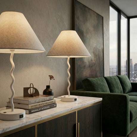   Modern European furniture - Wavy Iron Table Lamp Set (2) - www.oroa.com | Oroa.com