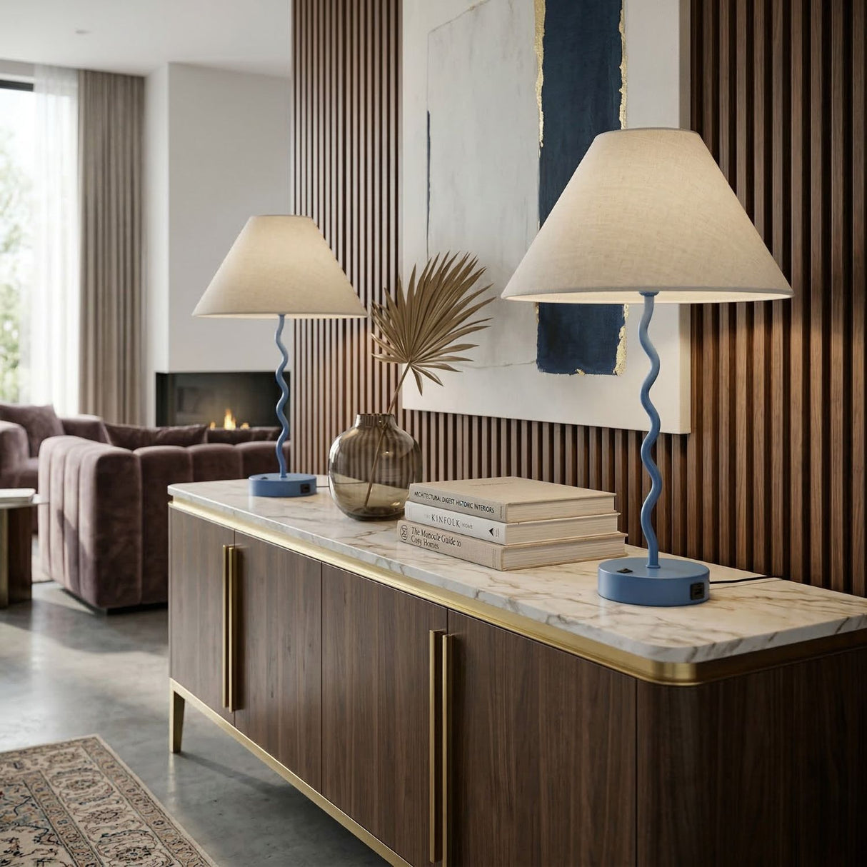  Modern European furniture - Wavy Iron Table Lamp Set (2) - www.oroa.com | Oroa.com