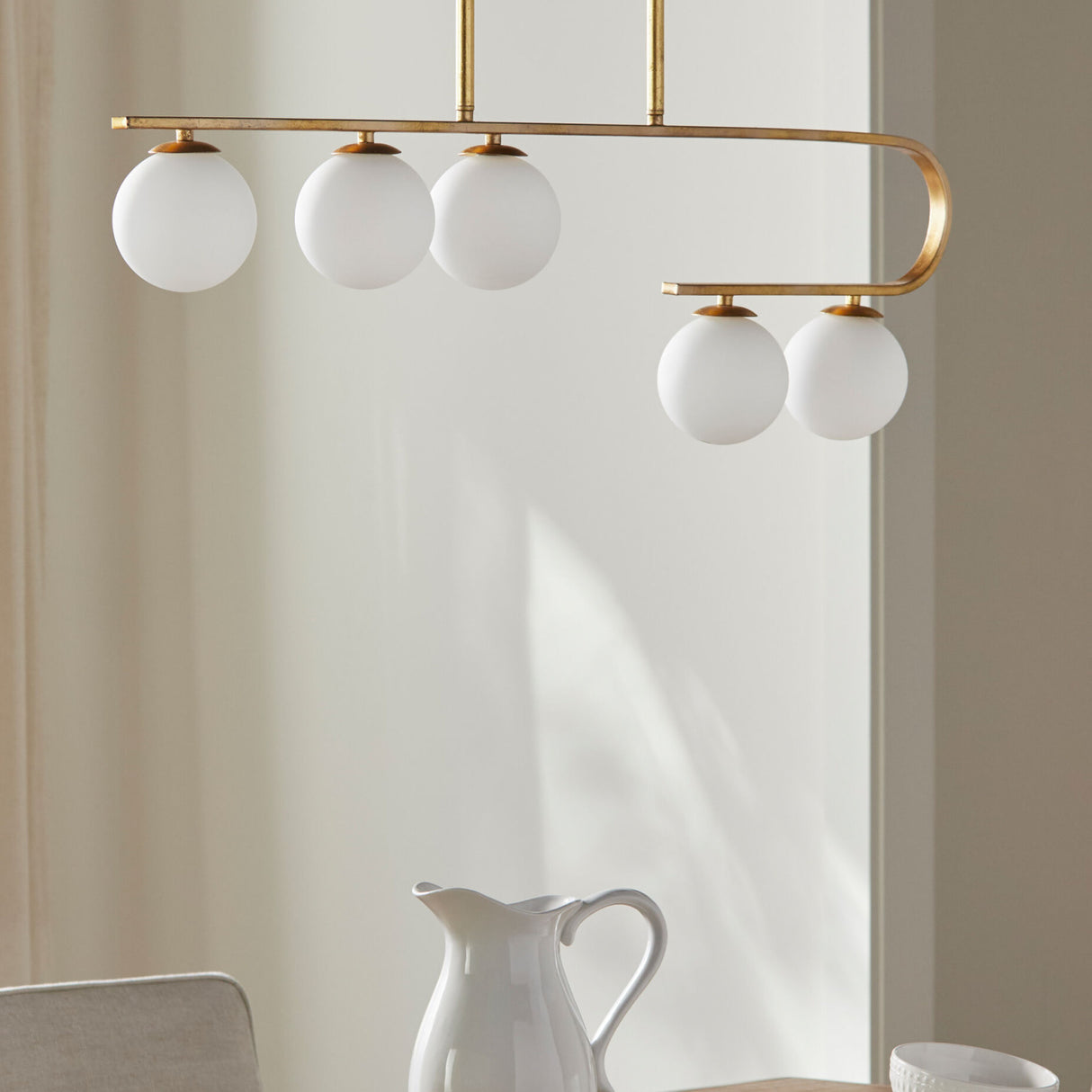   Modern European furniture - White Glass 5-Light Linear Chandelier - www.oroa.com | Oroa.com