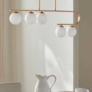   Modern European furniture - White Glass 5-Light Linear Chandelier - www.oroa.com | Oroa.com