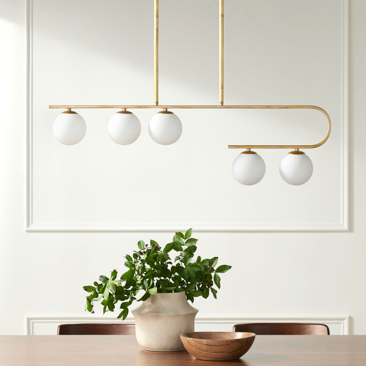   Modern European furniture - White Glass 5-Light Linear Chandelier - www.oroa.com | Oroa.com