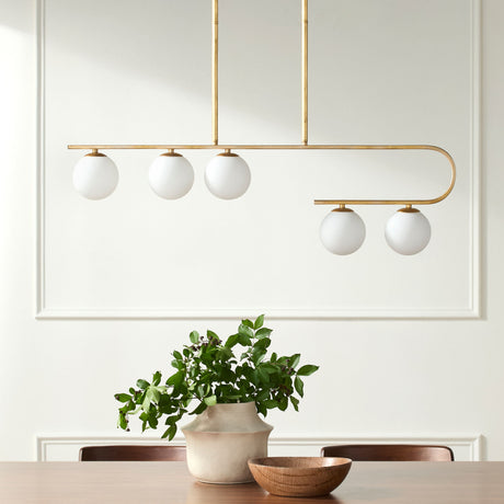   Modern European furniture - White Glass 5-Light Linear Chandelier - www.oroa.com | Oroa.com