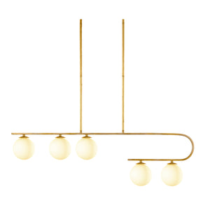   Modern European furniture - White Glass 5-Light Linear Chandelier - www.oroa.com | Oroa.com