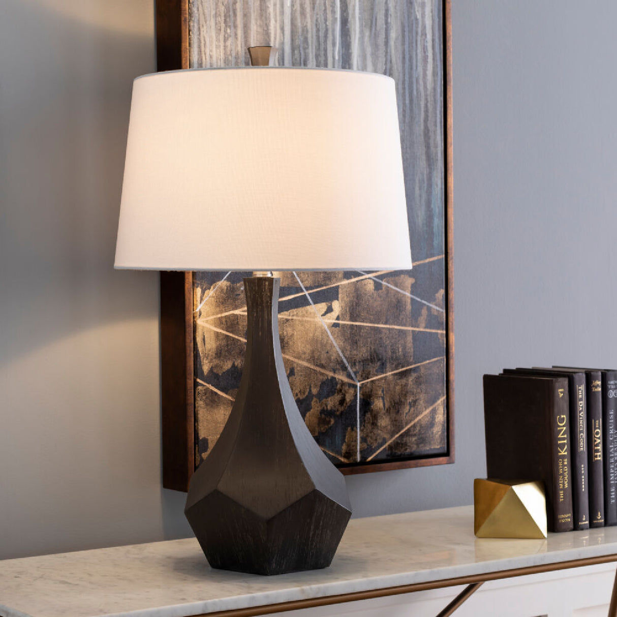   Modern European furniture - Gray Faceted Accent Table Lamp - www.oroa.com | Oroa.com
