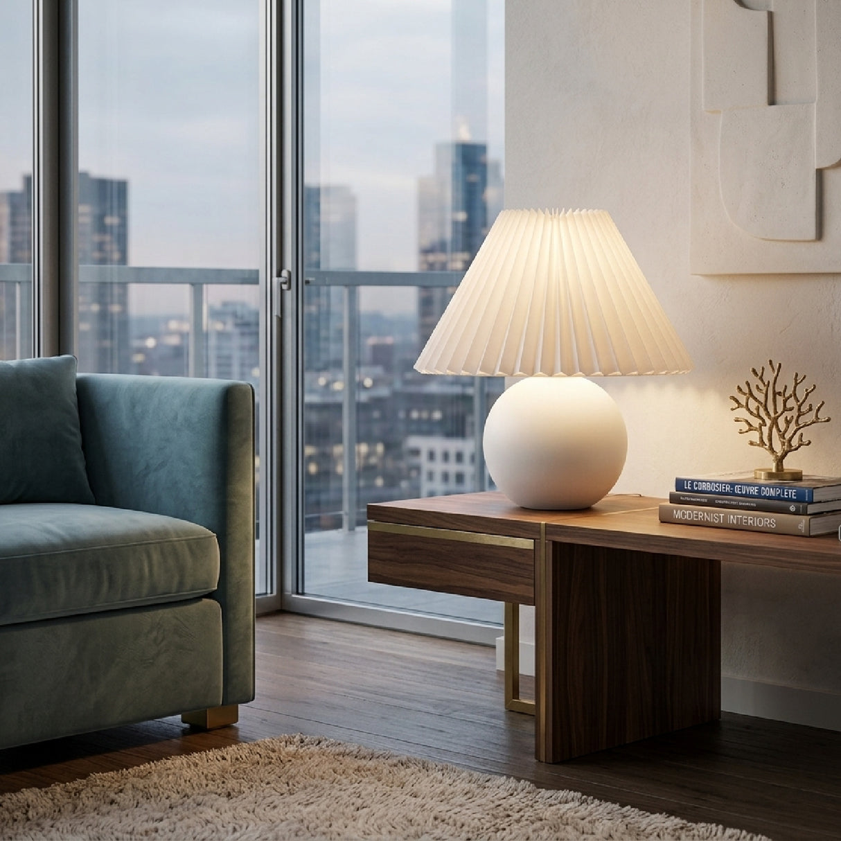   Modern European furniture - Pleated Linen Ceramic Table Lamp - www.oroa.com | Oroa.com
