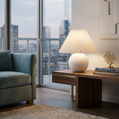   Modern European furniture - Pleated Linen Ceramic Table Lamp - www.oroa.com | Oroa.com