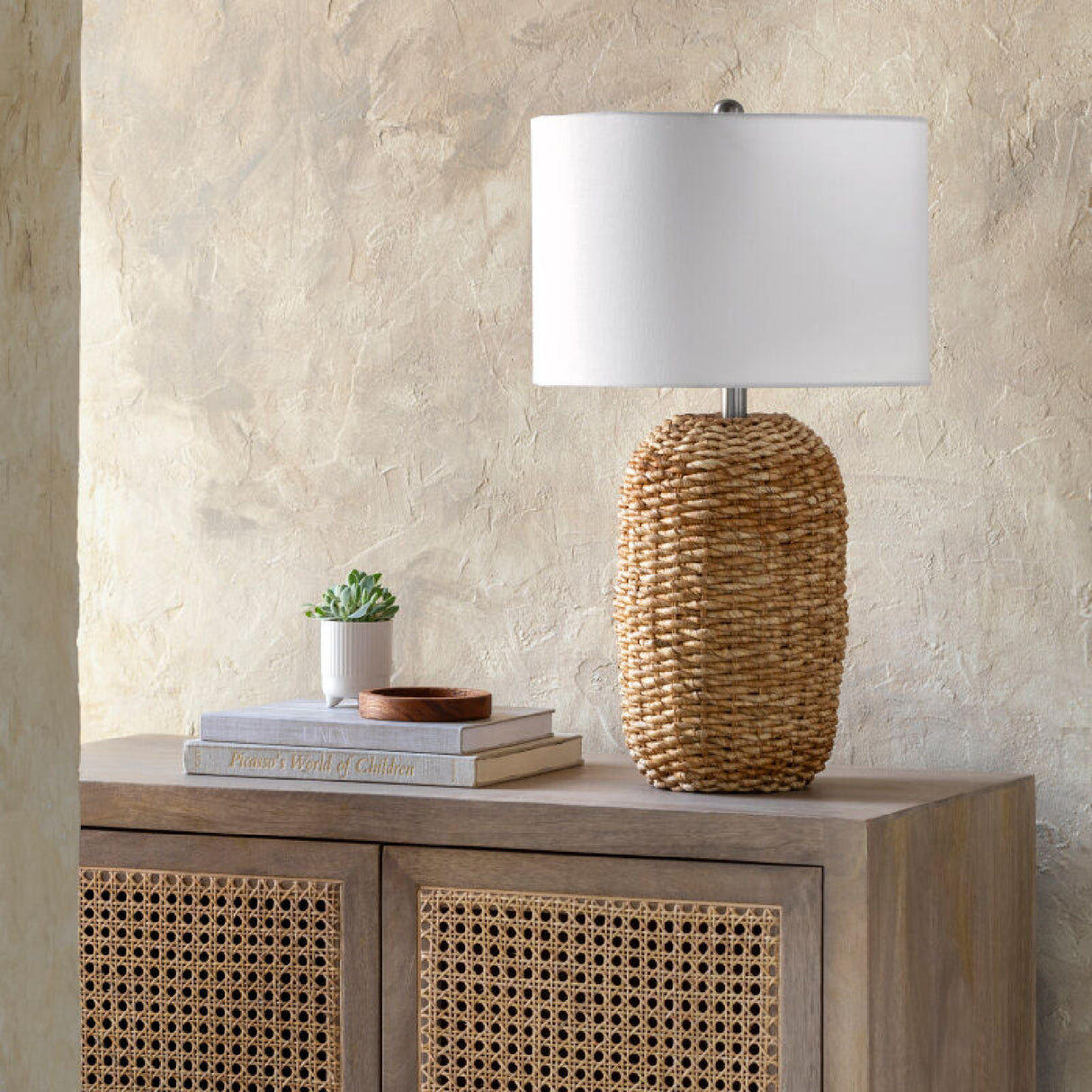   Modern European furniture - Rattan White Cotton Table Lamp - www.oroa.com | Oroa.com