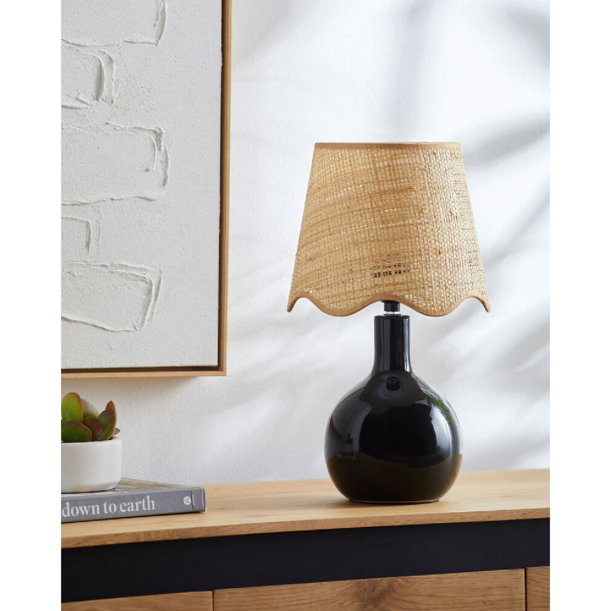   Modern European furniture - Wavy-Edge Rattan Ceramic Table Lamp - www.oroa.com | Oroa.com