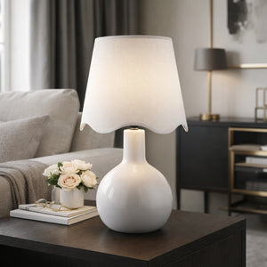   Modern European furniture - Wavy-Edge Rattan Ceramic Table Lamp - www.oroa.com | Oroa.com